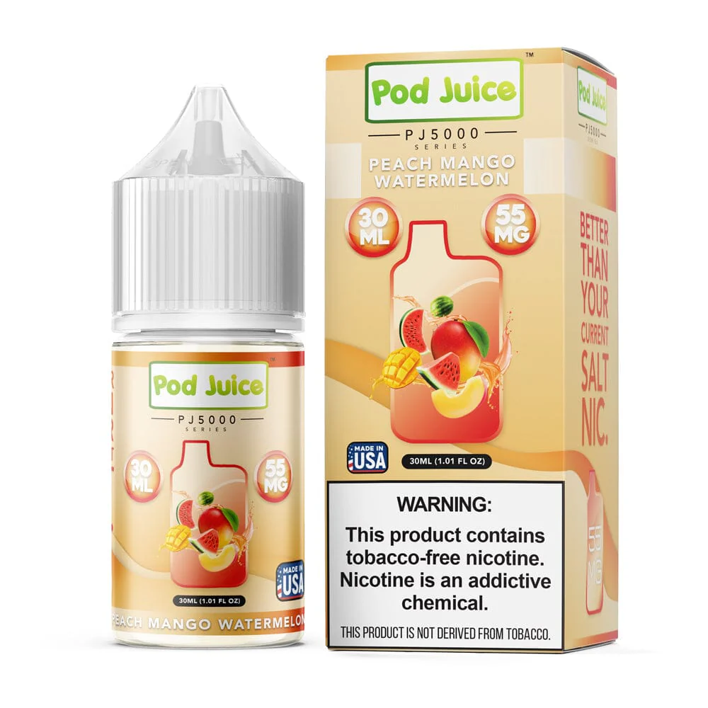 Peach Mango Watermelon by Pod Juice TFN PJ5000 Salt Series E-Liquid 30mL