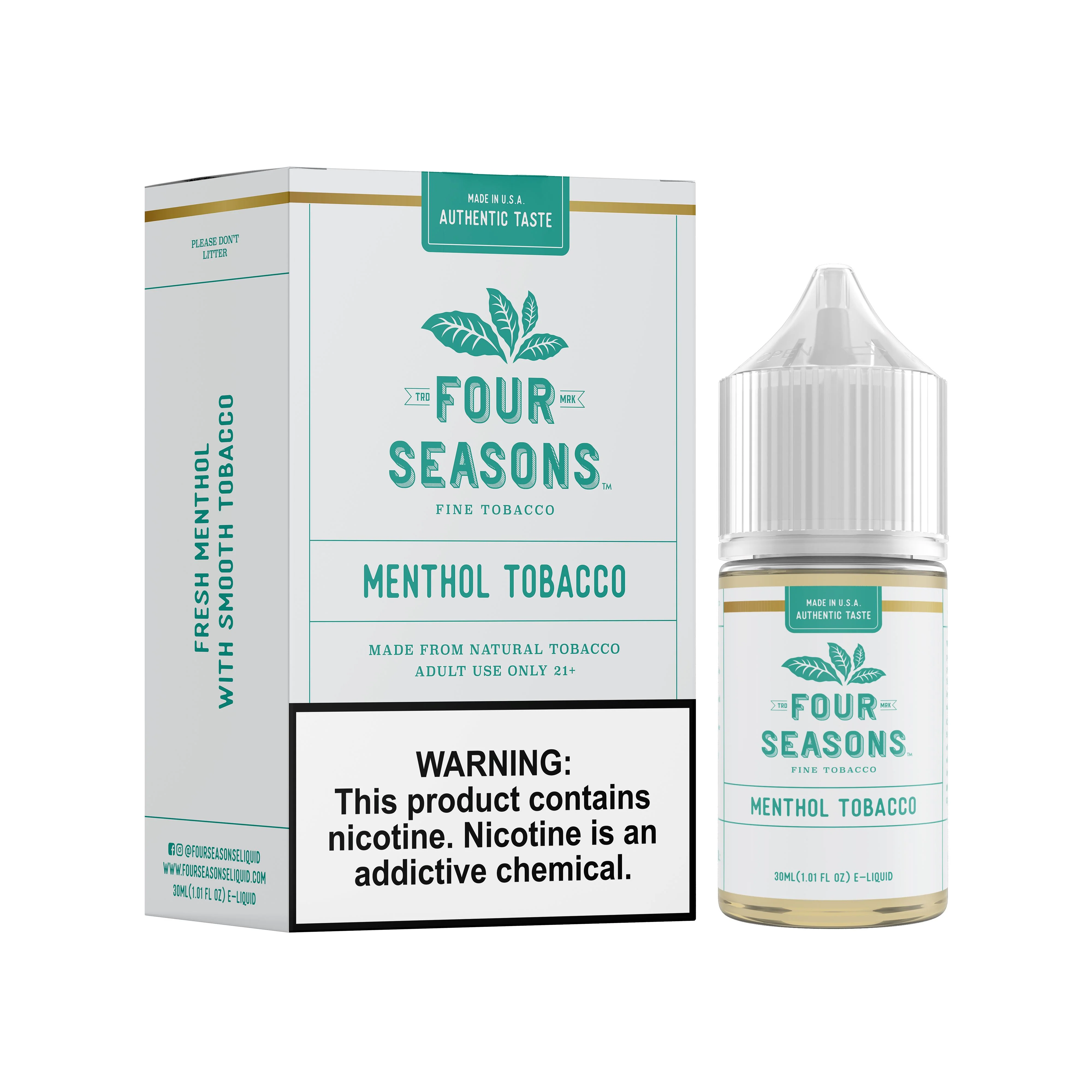 Menthol Tobacco by Four Seasons Free Base 30ML