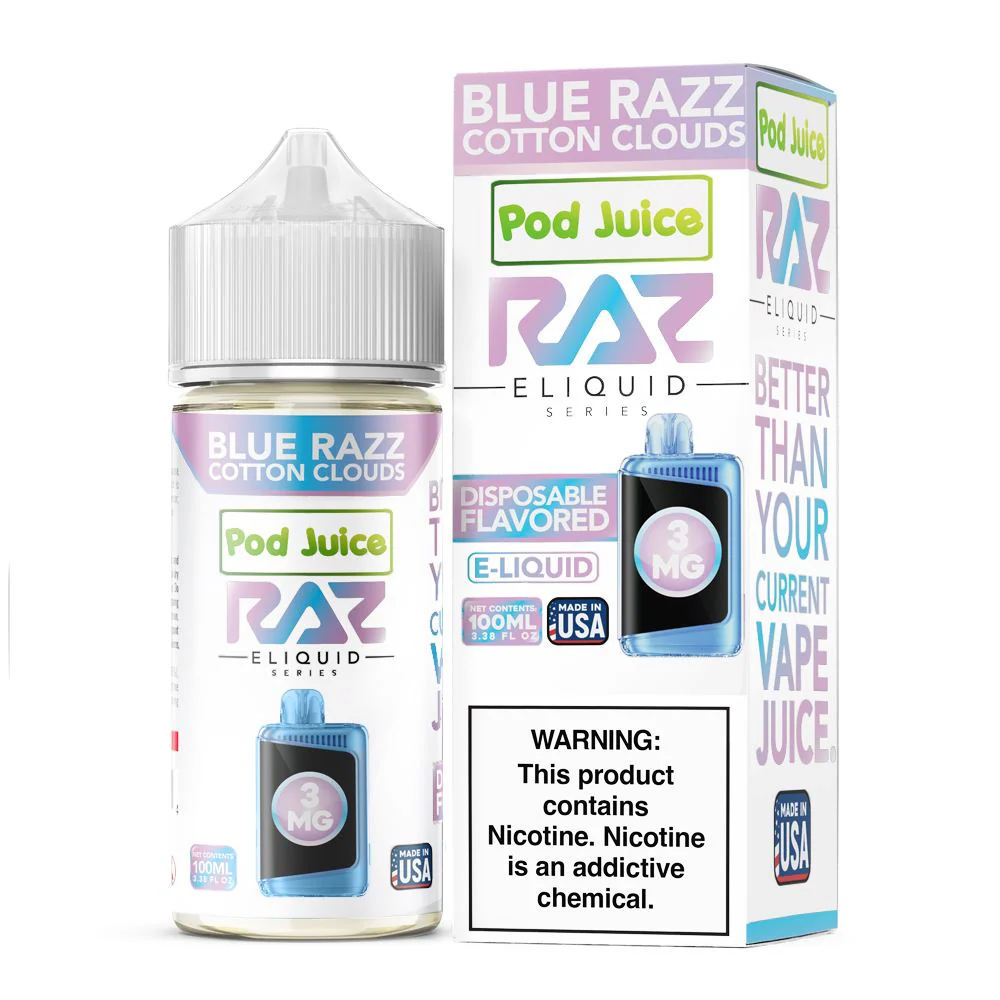 Blue Razz Cotton Clouds | Pod Juice x RAZ | 100mL