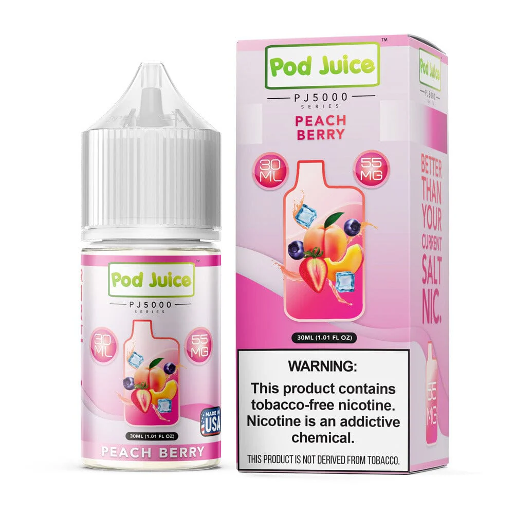 Peach Berry Ice by Pod Juice TFN PJ5000 Salt Series E-Liquid 30mL (Salt Nic)