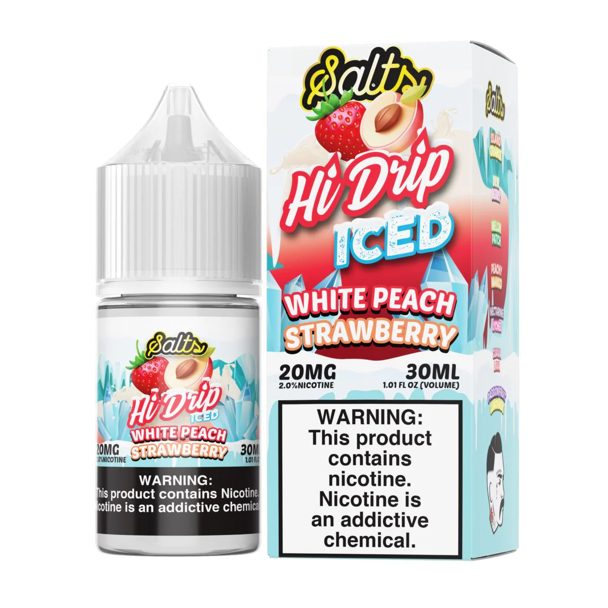 White Peach Strawberry ICED by Hi-Drip Salt Series E-Liquid 30mL (Salt Nic)