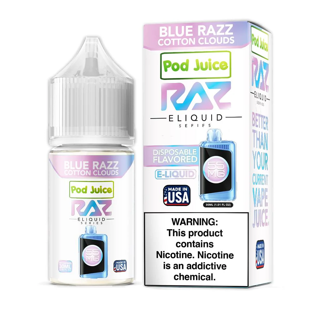 Blue Razz Cotton Clouds | Pod Juice x RAZ Salts | 30ml