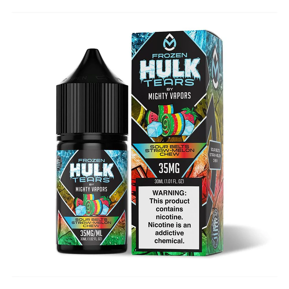 Frozen Sour Belts Straw-Melon Chew | Mighty Vapors Hulk Tears Salts | 30mL