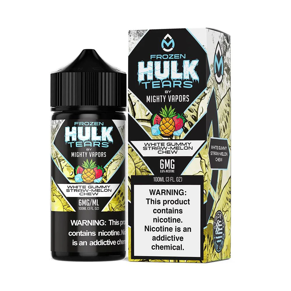 Frozen White Gummy Straw-Melon Chew | Mighty Vapors Hulk Tears | 100mL