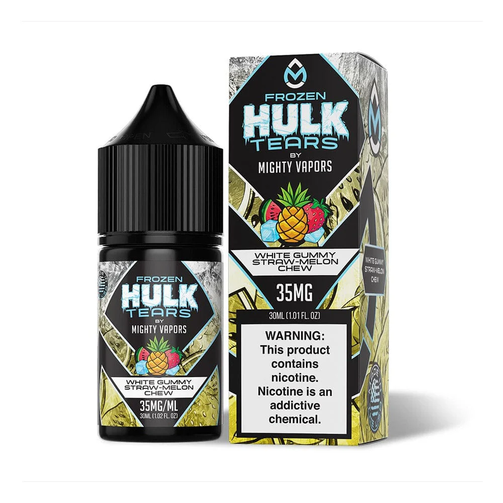 White Gummy Straw-Melon Chew | Mighty Vapors Hulk Tears Salt | 30mL