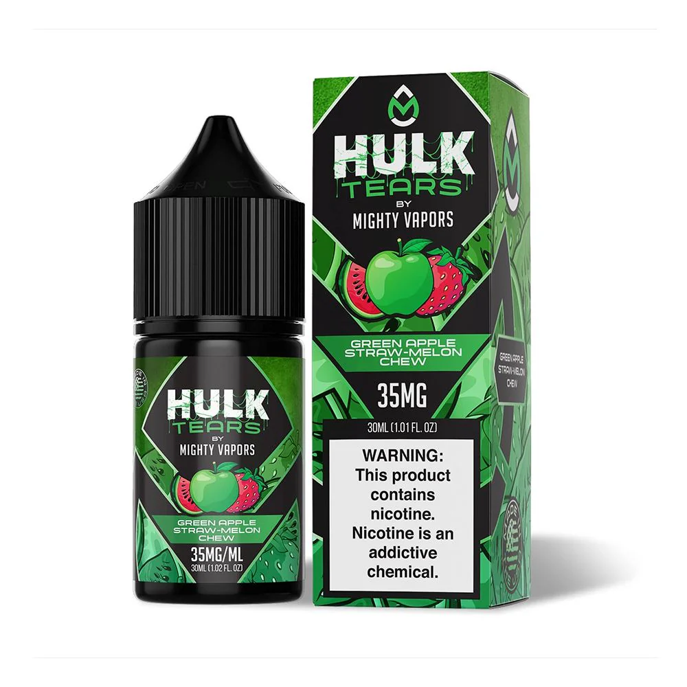 Green Apple Straw-Melon Chew | Mighty Vapors Hulk Tears Salts | 30mL