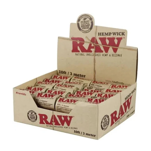 Raw* (DISPLY 40pc)(Hemp Wick)(10ft/3m)
