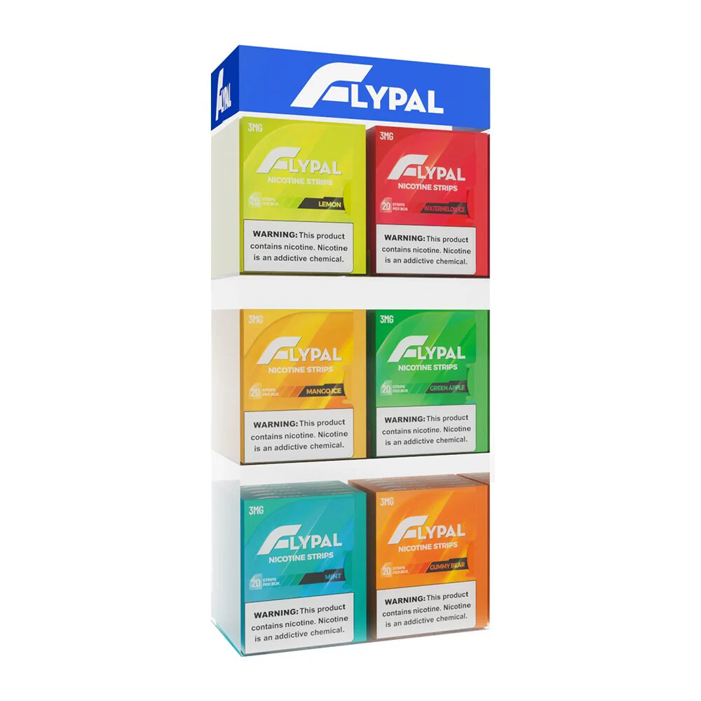 FLYPAL Nicotine Strips Loaded Counter â Acrylic Shelving Unit (SAS) 30pc Display