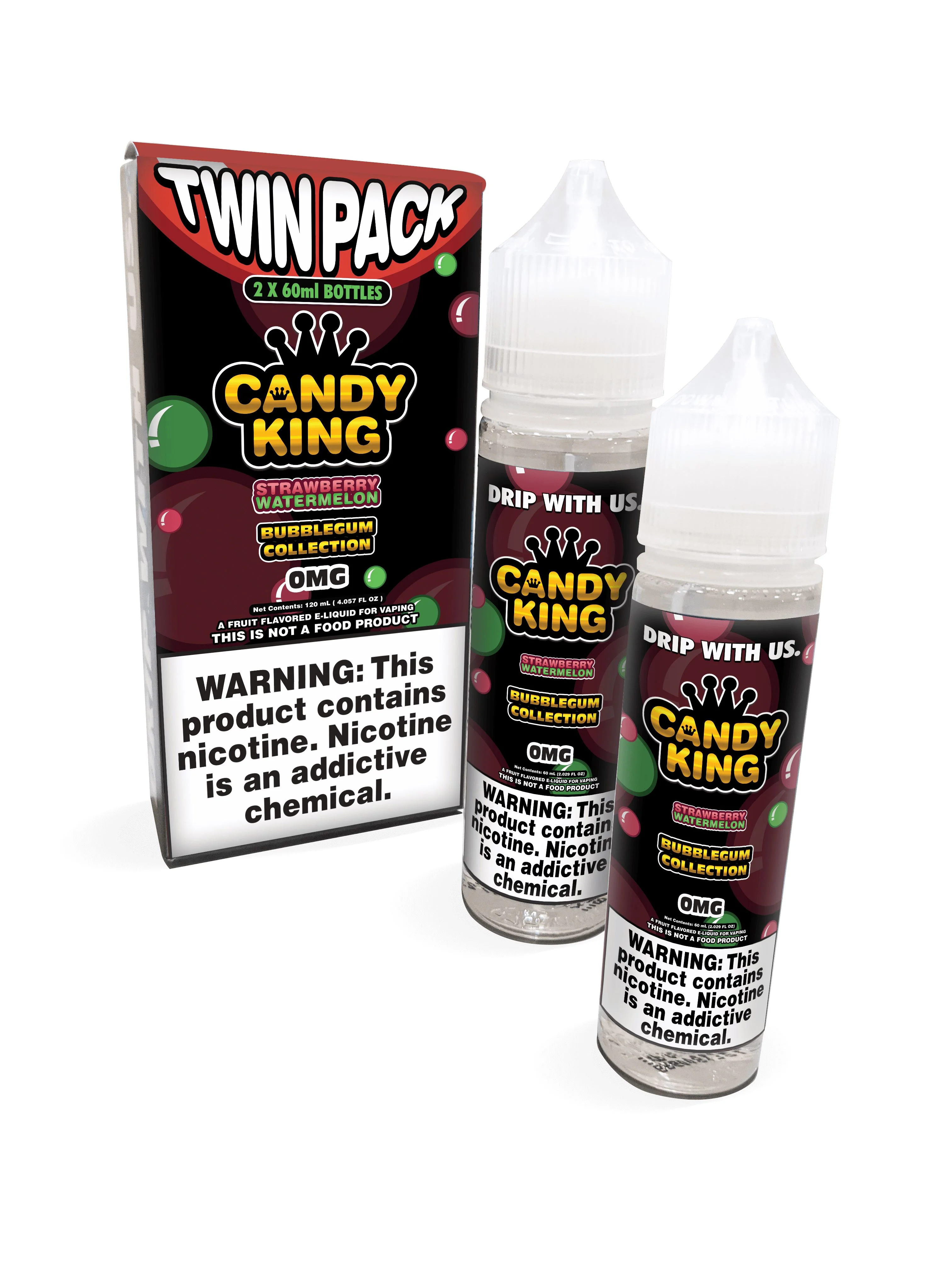 Strawberry Watermelon Candy King Bubblegum Series Freebase E-Juice 100mL