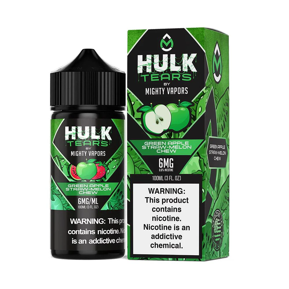 Green Apple Straw-Melon Chew | Mighty Vapors Hulk Tears | 100mL