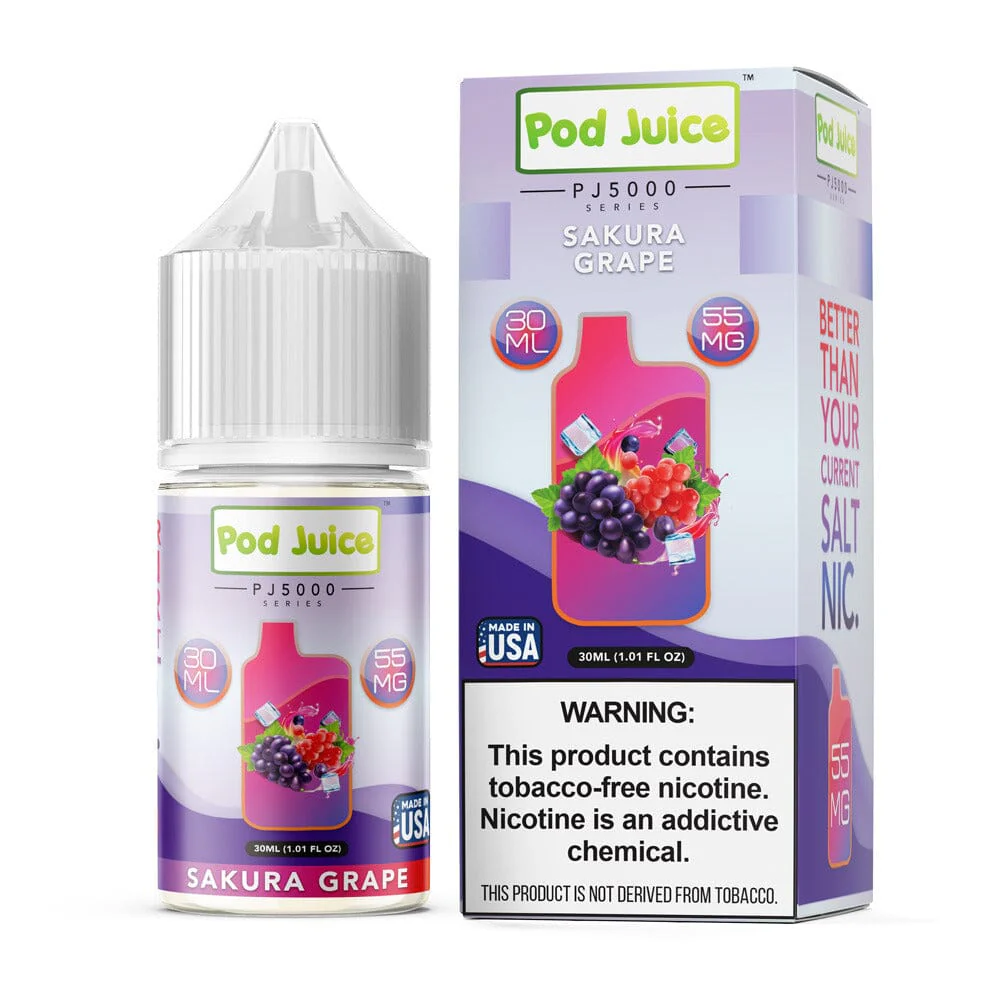 Sakura Grape Ice by Pod Juice TFN PJ5000 Salt Series E-Liquid 30mL (Salt Nic)