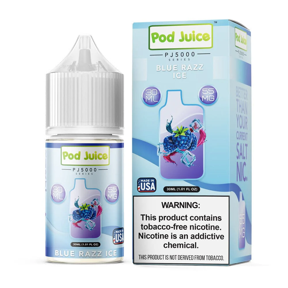 Blue Razz Ice by Pod Juice TFN PJ5000 Salts Series E-Liquid 30mL (Salt Nic)